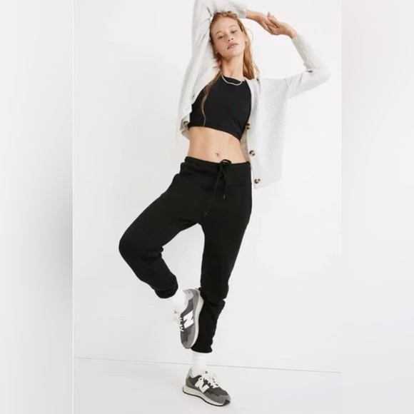 New Madewell Medium Black Betterterry MWL Jogger Pants - Picture 1 of 6